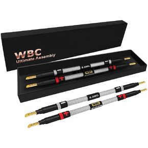 WORLDS BEST CABLES 4 Units - 6 Inch Ultimate - 8 AWG - Ultra-Pure OFC - Premium Audiophile HiFi Speaker Jumper Cables with Eminence Gold Banana Plugs & Silver Tweed Jacket