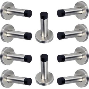 Sumnacon Stainless Steel Door Stopper with Sound Dampening Rubber Bumper - 10 pcs Wall Mount Door Stop, Contemporary Safety Door Holder with Hardware Screws, Brushed Finish, 3.5 Inch in Height