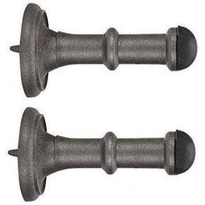 Set of 2 Cast Iron Door Stops - 3" Heavy Duty Door Stop - Rigid Door Stopper with Low Mounted Black Rubber Bumper Tips, Protect Wall & Door for Kitchen, Bedroom, Office, Easy Installation