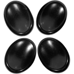 TUMBEELLUWA Pack of 4 Crystal Thumb Worry Stones, Oval Reiki Pocket Palm Stones Set for Anxiety Stress Relief and Meditation, Hematite
