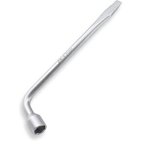 QWORK Car Spare Tire Lug Wrench for Jack, 13/16" High Carbon Steel L-shaped Tire Replacement Tool L Type Strong Hexagon Slotted End Socket Wrench