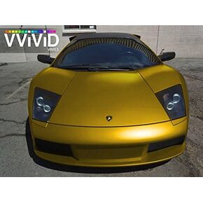 Gold Satin Chrome Car Wrap 1 Foot X 5 Feet Stretch Conform Cast Vinyl DIY