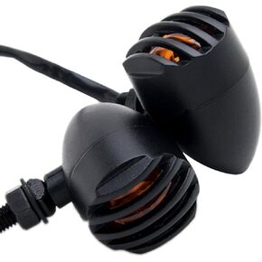 Black Heavy Duty Motorcycle Turn Signals Bulb Indicators Blinkers Lights a Pair