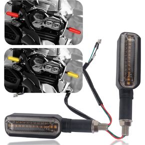 carleef 2PCS Motorcycle Turn Signals,Bright Cool 12LED Motorcycle Turn Signal Lights Indicators,Modification Essential 12V Motorcycle Blinkers with Waterproof Design (Blue-Amber)