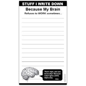 Magnetic Grocery List, Funny Brain Pad, 4.25 x 7.5 inches, 50 Sheets, Friend Gift