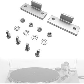 Turntable Dust Cover Hinges - Repair Tabs and Hinge Brackets for Technics SL-D2 3200 B2 Q2 D3 - Includes 2-Brackets, 4-Screws, 4-Washers, and 4-Nuts - Easy Installation for Turntable Dust Cover Repair