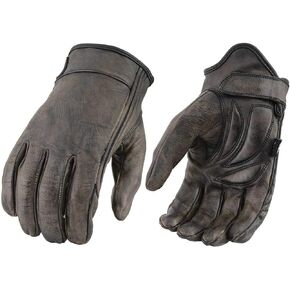 Milwaukee Leather MG7512 Men's Brown Leather Gel Padded Palm Short Wrist Motorcycle Hand Gloves W/ ‘Full Panel Cover’