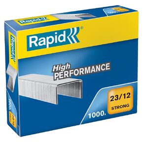 Rapid 23/12mm Strong Staples, for Stapling 60-90 Sheets, Use with Heavy Duty Staplers, Galvanised Wire, Box of 1000, 24870000