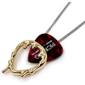 Melting Shape Pendant Guitar Picks Holding Necklace for Men and Women (Metal Black)