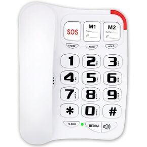 Home Landline Phone for Elderly - Big Button Corded Phone for Seniors, House Phone Landline with Speakerphone Programmable Speed Dial Phone for Low Vision Desk Wall Phone
