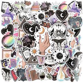 100 Pcs Witchy Stickers Witch Apothecary Decals Celestial Stickers Witchy Crystal Aesthetic Stickers Vinyl Waterproof Spooky Stickers for Water Bottles Gothic Stickers for Laptop Luggage Guitar