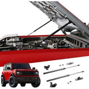 Mabett Front Bonnet Hood Lift Supports Upgraded Version for Ford Bronco Accessories 2021 2022 2023 2024 2/4-Door Shock Struts Gas Springs Shocks (Carbon Steel Black)