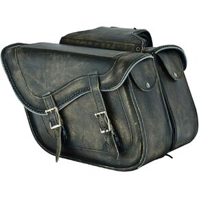 Dream Apparel Naked Cowhide Leather Motorcycle Saddle Bags Studded Throw Over Saddlebags, Motorcycle Side Bags for Honda Shadow Sportster Softail Dyna V-star (Black, No Studs) in Kuwait