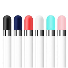 [6 Pack] Fudda Replacement Cap for Apple Pencil 1st Generation - Silicone Protective Cap Cover Compatible with iPad Pro 9.7/10.5/12.9 Pen (Black, Navy, Red, White, Mint, Pink)