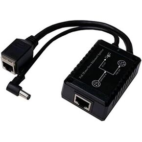36-60VDC 802.3af/at POE Input, 48V .4A PoE and 12VDC 1A, 15W Total Output, POE Splitter/Voltage Converter, -25 to +50C, 5.5/2.5/2.1mm DC Barrel, 6" Cable, 10/100, RJ45 Output Socket