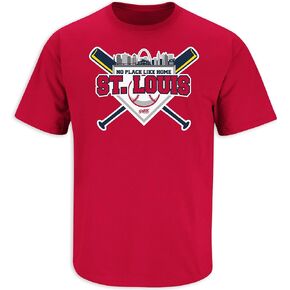 St Louis Baseball Fans. No Place Like Home Red T-Shirt (Sm-5X)