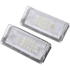 Car 6500K White LED License Plate Light Assembly 51138236269 3528SMD for BMW 323i 328i E46 1999-2000 ABS Clear (Set of 2)