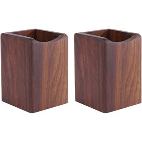 Armiya Pen Organizer Wooden Pencil Holder for Desk Office Organizer Natural Wood Pen Holder Storage Box Home Supplies (Black walnut)
