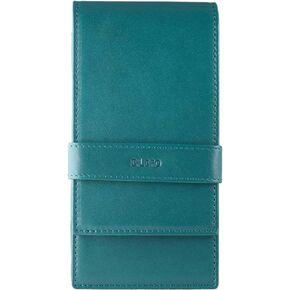 Leather Quad Pen Case Pencil Pouch Holder for Four Fountain Ballpoint Rollerball Pens and Pencils (Nappa Turquoise)