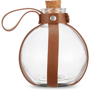 Cosmic Chameleon Glass Potion Bottles with Cork, Bottles prop, Dark Magic Potion bottles with Faux Leather Harness, Brown Belt with Holster Loop