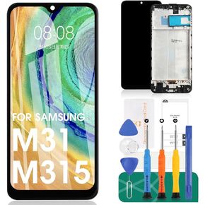 TFT for Samsung Galaxy M31 Screen Replacement for Samsung M31 LCD Digitizer for Samsung M31 Display Touch Screen Assembly with Frame SM-M315F SM-M315F/DS (Not Fingerprint Function)