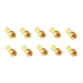 10pcs Gold Plating F Male Plug Connector Micro Screw/Twist on Aerial Coaxial Cable RG6(F80-10)