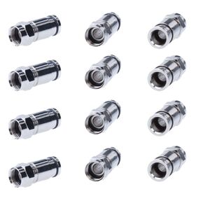 RG6 F Type Compression Connector Fitting Coax Coaxial All Metal Plug for Satellite & Cable TV - 30 PCS