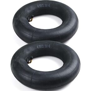 4.10/3.50-6 2/Pack tire Inner Tubes With Bent Metal Valve for Wheelbarrows Snow Blowers Wagons, Carts Hand Trucks Lawn Mowers Tractors