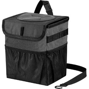 طقم علب قمامة السيارة مكون من 4 قطع، سلة قمامة قابلة للطي بسعة 2.3 جالون، حقيبة قمامة للسيارة مقاومة للتسرب (أسود) in Kuwait