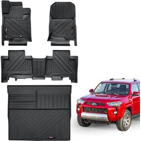 Custom for Toyota 4Runner 2013-2024 Floor Mats Cargo Trunk Liner and Rear Sear Backrest Mats Set All Weather Rubber Protector Mat Upgrade Material Toyota 4 Runner Accessories (Set of 8 Mats)