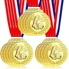 12 Pack Metal Soccer Medals for Awards for Kids and Adults, 2 Inches Gold Award Medals Winner Medals Olympic Style Participation Trophies for Kids Sports Soccer Games, Soccer Party Favors