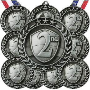 Express Medals مجموعة متنوعة من 10 أنماط من ميداليات جائزة المركز الثاني مع هدية جائزة جائزة الكأس وشرائط الرقبة in Kuwait