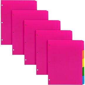 Pukka Pad 5 Part Dividers - 5 Packs of 5 Tab Set, 3-Ring Binder Compatible, 8 1/2 x 11 Inches - Bright Colors