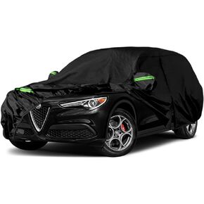 Waterproof Car Covers Replace for 2016-2024 Alfa Romeo Giulia, 6 Layers All Weather Custom-fit Car Cover with Zipper Door & Windproof Bands for Snow Rain Dust Hail Protection (Giulia)