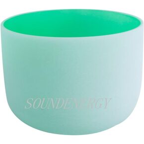 Green Colored Frosted F Note Heart Chakra Frosted Quartz Crystal Singing Bowl 10 inch mallet and o-ring included