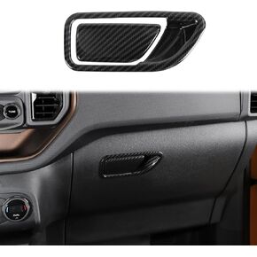 for Bronco Sport Glove Box Latch Handle Cover Trim Carbon Fiber for Ford Bronco Sport 2021 up Black ABS Carbon Fiber Interior Accessories 2pcs