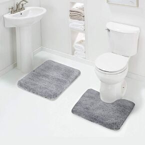 Walensee Bath Rug Set (Hunter Green), 20x32+20x24 Contour Rug, Shaggy 2pc, Absorbent, Non-Slip, Machine Washable, Bathroom