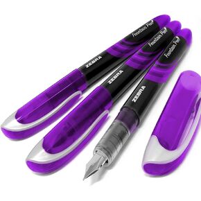ZEBRA Fuente - Disposable Fountain Pen - Purple Ink - Pack of 3