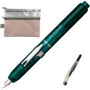 Platinum Fountain Pen Curidas Retractable Fountain Pen with converter ＆ W zipper case (Extra Fine, Prism Crystal)