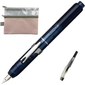 Platinum Fountain Pen Curidas Retractable Fountain Pen with converter ＆ W zipper case (Extra Fine, Prism Crystal)