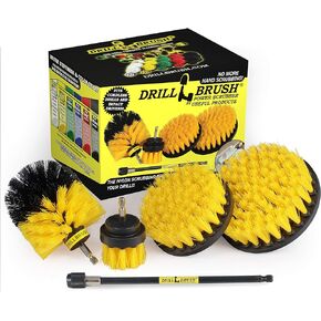 Wire Brush Alternative Nylon Drill Brush Set with Extension -BBQ Brush- Concrete - Graffiti Eraser - Cordless Electric Cleaning Brush for Household Cleaning Supplies - Scrub Brushes for Cleaning Grill