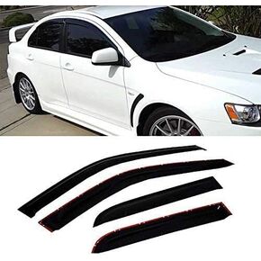 Wensdy 4Pcs Side Window Wind Deflector,Outside Mount Tape-On Sun Rain Guards Set Window Visor fit for 2002-2006 Mitsubishi Lancer Sedan (Sedan Only) 94229