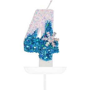 Purple White Frozen Birthday Candles, Sparkler Number 2nd Birthday Candle for Party Supplies, Snow Winter Frozen Birthday Party Decorations, Number 2 Cake Toppers Decorations