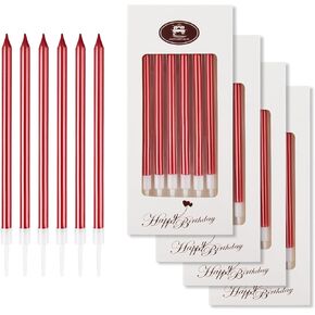 BEAN LIEVE Red Birthday Candles - 24-Count Long Thin Cake Candles, Cake Candles, Party Candles for Birthday, Wedding, Lucky Party Decoration