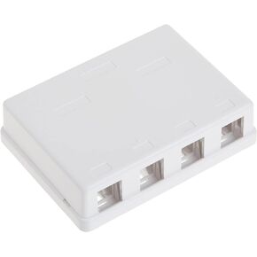 4 Port Keystone Jack Surface Mount Box, White, Surface Mount Box for Networking, Home Theatre, Security/Surveillance, Cablewholesale