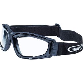 Global Vision Trip Motorcycle Goggles Black Frames with Clear Lenses