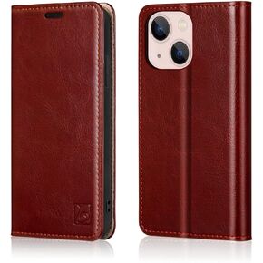 Belemay Compatible with iPhone 15 Plus Case Wallet-Genuine Leather-RFID Blocking Card Holders-ShockPlusof TPU Shell-Kickstand-Durable Flip Cover Book Folding Phone Case Women Men (6.7-inch) Black