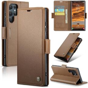for Samsung Galaxy S24 Ultra Case, [RFID Blocking] Magnetic Closure PU Leather Wallet Flip Case with Card Holder Kickstand Shockproof Phone Cover for Samsung Galaxy S24 Ultra (Black)