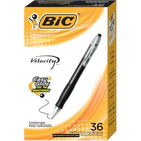 BIC Velocity Retractable Ball Pen, Medium Point (1.0mm), Black, 36-Count- Pack of 12