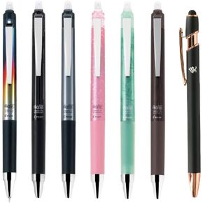 Pilot Japan Frixion Point Knock Design Series 6 Packs With Kanji LOVE Sticker, Black line, Gunmetal, Pink, Frost Green, Modern Wood, 5.59 x 0.41 0.39 in